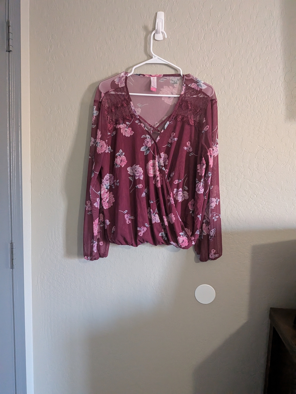 No Boundaries Rose Floral Wrap Blouse in Mauve